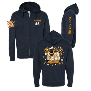 Bomb Squad All Stars Zippered Sweatshirt with Name and Number (Navy) 8 Day turn time.