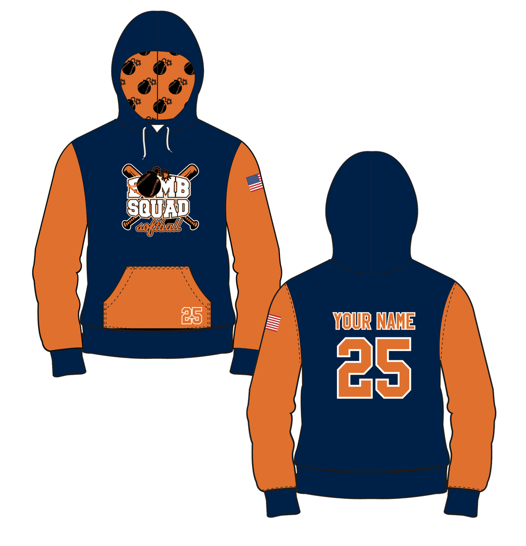 OCGSL Bomb Squad Sublimated Hoodie - PERSONALIZED  (Adult & Youth) - 15 Day Turn Time - Orange/Navy