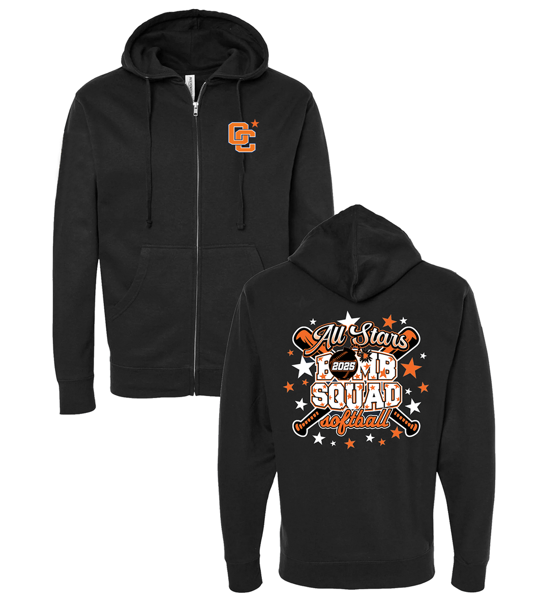 Bomb Squad All Stars Zippered Sweatshirt (Navy or Black 5-7 Days