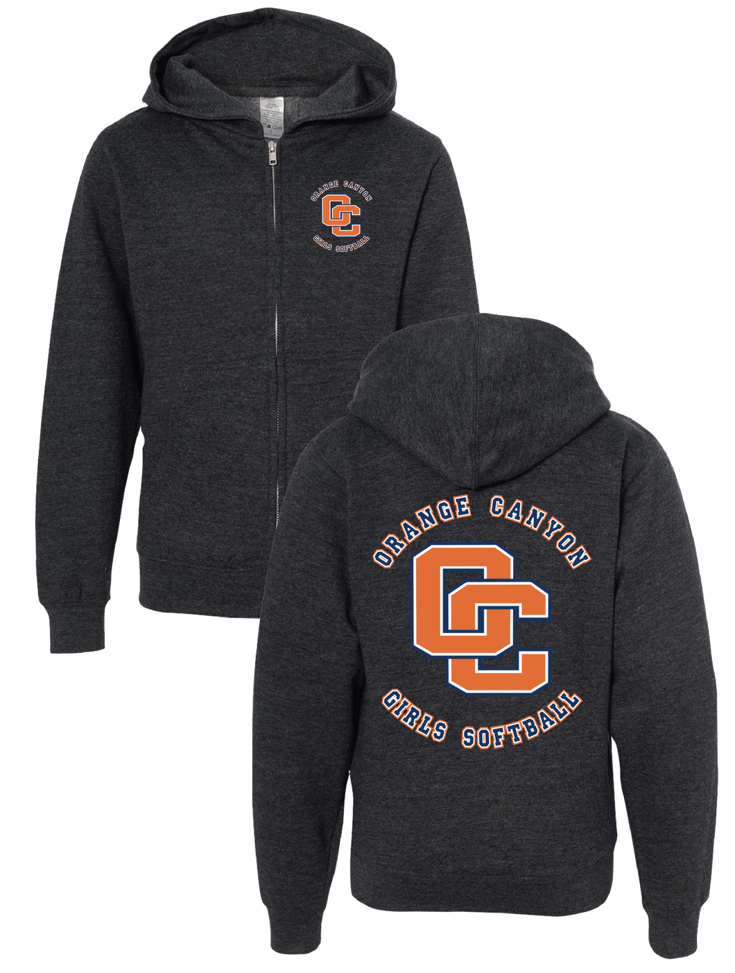 OCGSL Youth Zippered Sweatshirt Charcoal